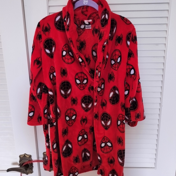 SpiderMan Plush Robe Size Medium (8/10) Fire Resistant Red Black - Picture 1 of 6
